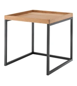 2er-Set Beistelltische 50/40cm 'Lissabon' Wildeiche Stahl schwarz