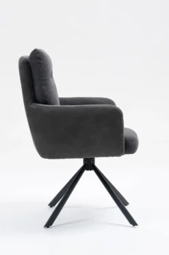 2er-Set Drehstuhl Esszimmerstuhl "Richard" Cord anthrazit & Metall schwarz