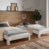 2er-Set Stapelbett 90x200cm 'Dubi' Buche massiv weiß lackiert