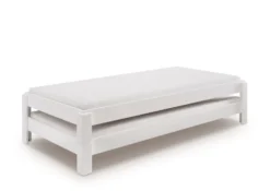 2er-Set Stapelbett 90x200cm 'Dubi' Buche massiv weiß lackiert