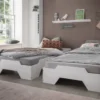 2er-Set Stapelbett 90x200cm 'Pisa' Buche massiv weiß lackiert