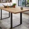 Esstisch "Merkur" 260x100cm Wildeiche massiv Gestell schwarz