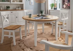 Esstisch rund 120cm ausziehbar "Jale" Kiefer & Eiche massiv WZ-0622
