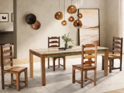 Esstisch 200x90cm 'Hawkins' recyceltes Altholz mehrfarbig lackiert
