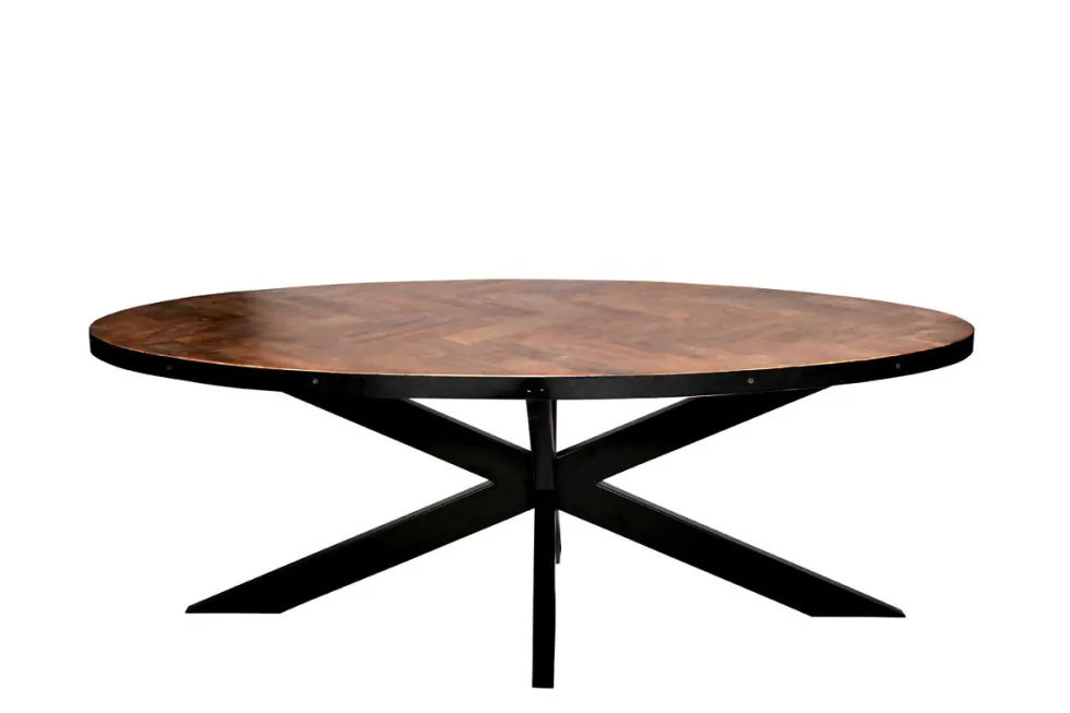 Esstisch 210x105cm 'Karat' recyceltes Altholz & Metall schwarz