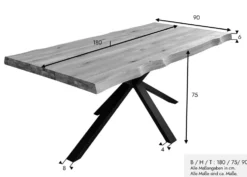 Esstisch 180x90cm Platte 60mm 