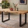 Esstisch 200x100cm Platte 60mm "Clark I" Wildeiche massiv & Metall schwarz