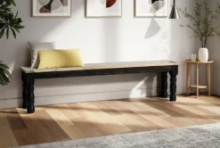 Esszimmerbank 180cm 'Mumbai' Mango natur & schwarz
