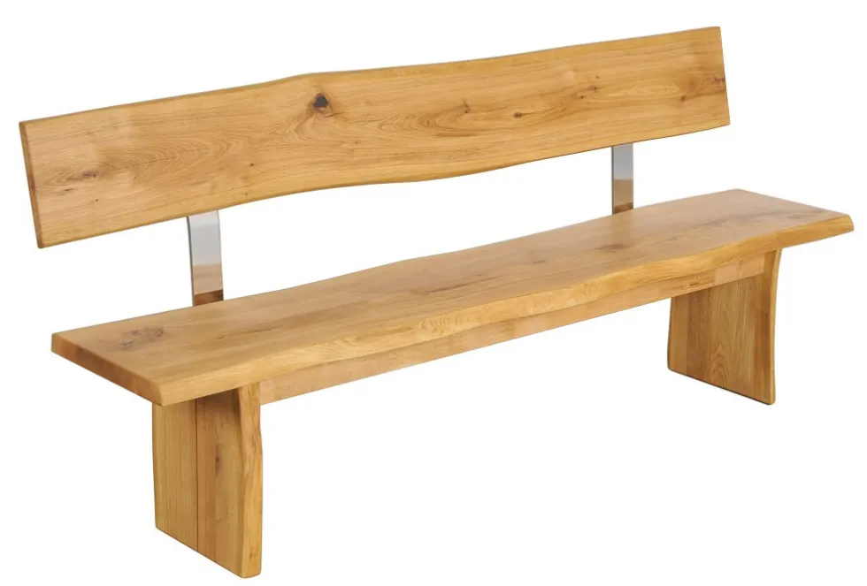 Esszimmerbank mit Lehne 220cm 'Amber' Wildeiche massiv
