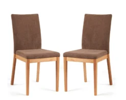 Esszimmerstuhl 2er-Set 'Cester' Wildeiche geölt & Bezug braun