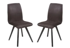 Esszimmerstuhl 2er-Set 'Granada' Buche schwarz & Bezug braun