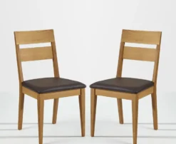 Esszimmerstuhl 2er-Set 'Kerala' Wildeiche FARBAUSWAHL möglich Kunstleder dunkelbraun