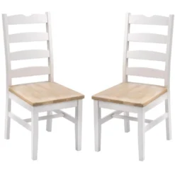 Esszimmerstuhl 2er-Set 'Nizza' Mango weiß natur