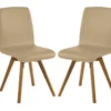 Esszimmerstuhl 2er-Set Wildeiche 'Granada' Echtleder verschieden Farben möglich beige
