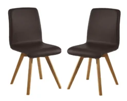 Esszimmerstuhl 2er-Set Wildeiche 'Granada' Echtleder verschieden Farben möglich beige