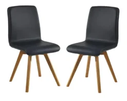 Esszimmerstuhl 2er-Set Wildeiche 'Granada' Echtleder verschieden Farben möglich beige