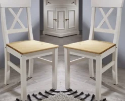 Esszimmerstuhl 2-Stück "Zürich" Kiefer massiv weiß WZ-0133