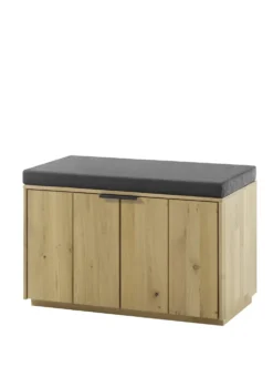 Garderobenbank mit Kissen 80cm "Varese" Wildeiche massiv