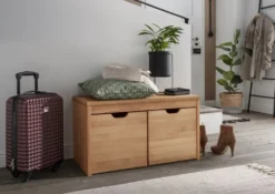 Garderobenbank mit 2 Schubkästen 82cm 'Stockholm' Buche massiv AV