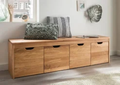 Garderobenbank mit 4 Schubkästen 160cm 'Stockholm' Wildeiche massiv