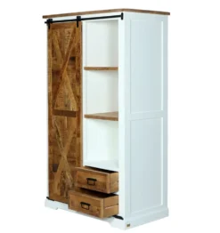 Garderobenschrank 110x190cm 'Country' Akazie weiß & braun