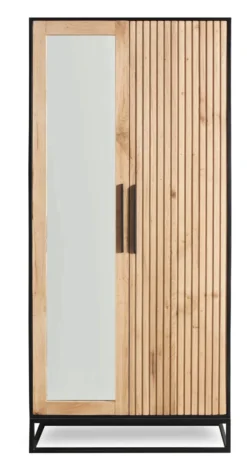 Garderobenschrank 88x190cm 'Namibia' Eiche & Mango schwarz