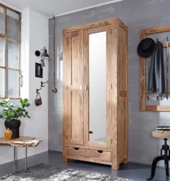 Garderobenschrank 90x205cm 'Oxford' Sheesham massiv