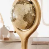 Globus mit Glaskugel "World" Holz goldfarbig