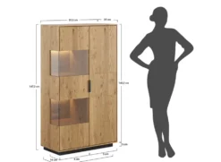 Highboard inkl.Beleuchtung 83x147cm 'Verona' Wildeiche massiv