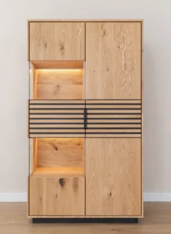 Highboard inkl.Beleuchtung 83x147cm 'Verona' Wildeiche massiv