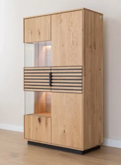 Highboard inkl.Beleuchtung 83x147cm 'Verona' Wildeiche massiv