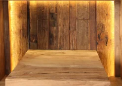Highboard inkl.Beleuchtung 145x150cm 'Hunter' Akazie massiv