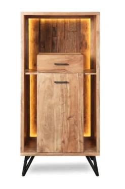 Highboard inkl.Beleuchtung 72x150cm 'Hunter' Akazie massiv