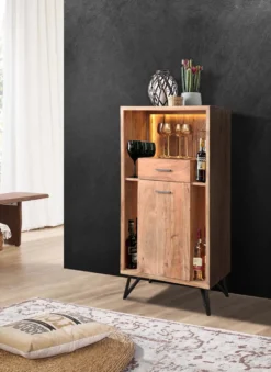 Highboard inkl.Beleuchtung 72x150cm 'Hunter' Akazie massiv