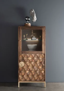 Highboard I 63x139cm "Assuan" Mango & Metall goldfarbig WZ-0462