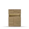 Highboard m.Glastüren 103x145cm 'München' Wildeiche geölt