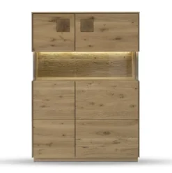 Highboard m.Glastüren 103x145cm 'Monza' Wildeiche geölt