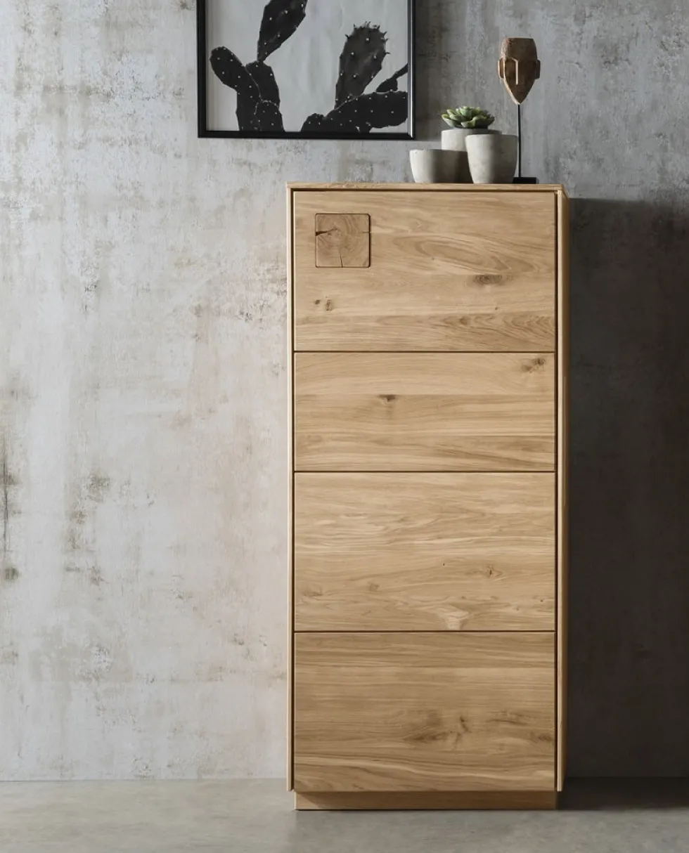 Highboard m.Holztüre 63x145cm 'Monza' Wildeiche geölt Rechts