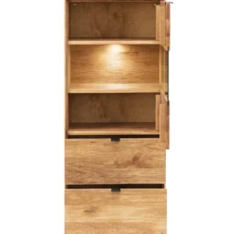 Highboard mit Beleuchtung 60x140cm 'Montana' Wildeiche geölt