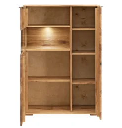 Highboard mit Beleuchtung 96x140cm 'Montana' Wildeiche geölt