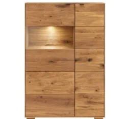 Highboard mit Beleuchtung 96x140cm 'Montana' Wildeiche geölt