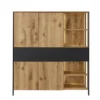 Highboard mit Beleuchtung 128x143cm 'Boston ' Wildeiche geölt & Glas anthrazit