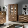 Highboard 146x115cm "Assuan" Mango & Metall goldfarbig WZ-0462