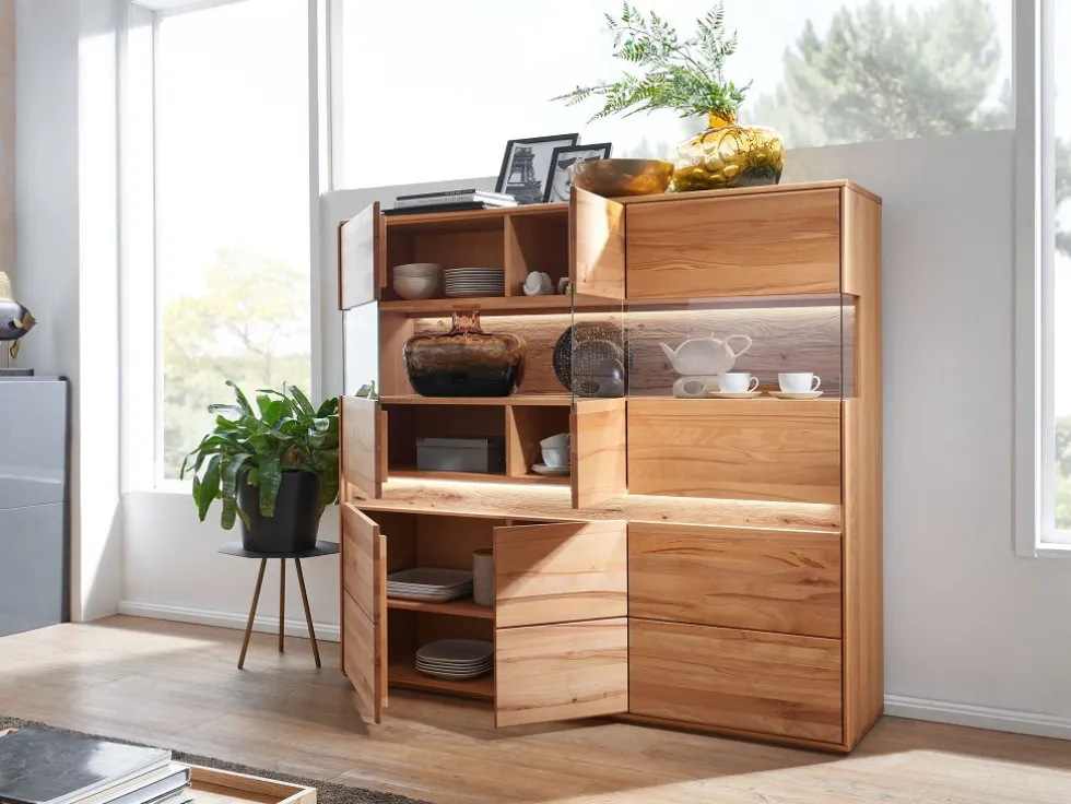 Highboard 164x152cm "Berlin" Kernbuche geölt