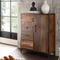Highboard 90x120cm 'Compton' recyceltes Altholz & Eisen vintage