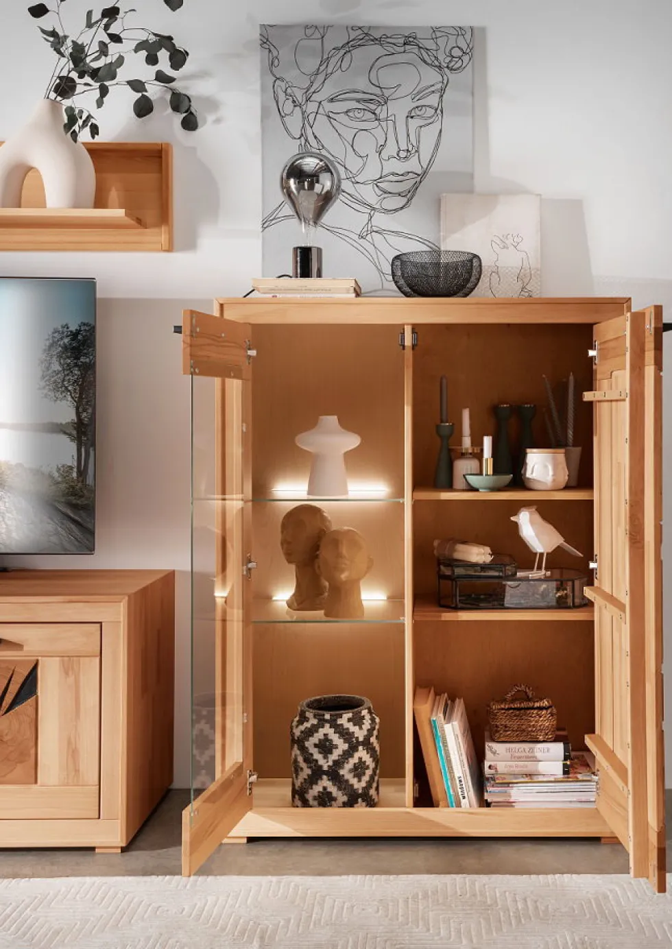 Highboard 103x135cm 'Danzig' Kernbuche geölt