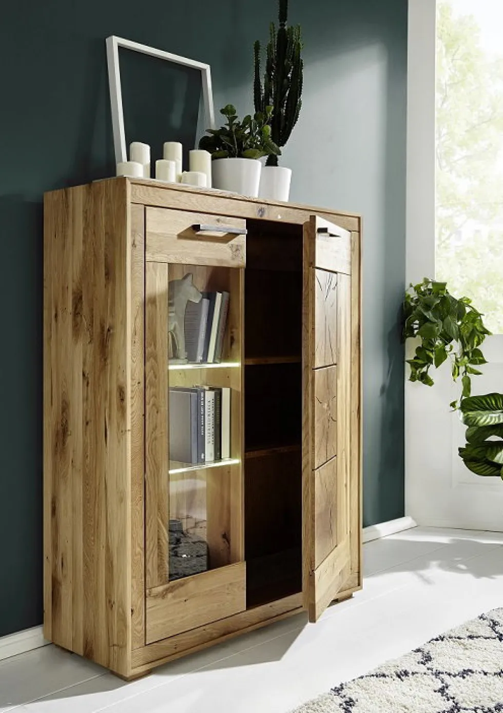 Highboard 103x135cm 'Danzig' Wildeiche geölt