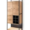Highboard 64x173cm "Glasgow" Wildeiche & Metall schwarz Weinfach
