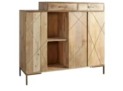 Highboard 145x132cm 'Houston' Mango natur & goldfarbig