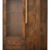 Highboard 120x160cm 'Marvello' Mango braun & Metall goldfarbig Glastür